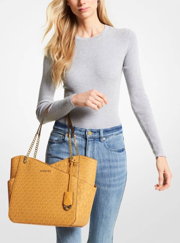 Damske Taška Cez Rameno Michael Kors Jet Set Large Logo Zlate Viacfarebný - Kabelky Michael Kors Sleva | HAYMV-5470